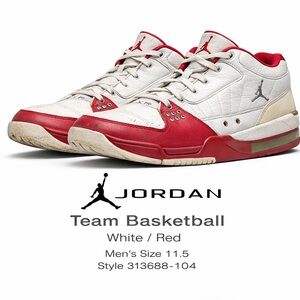 Jordan Team Basketball Sneakers White Red Mens Size 11.5 Style 313688-104